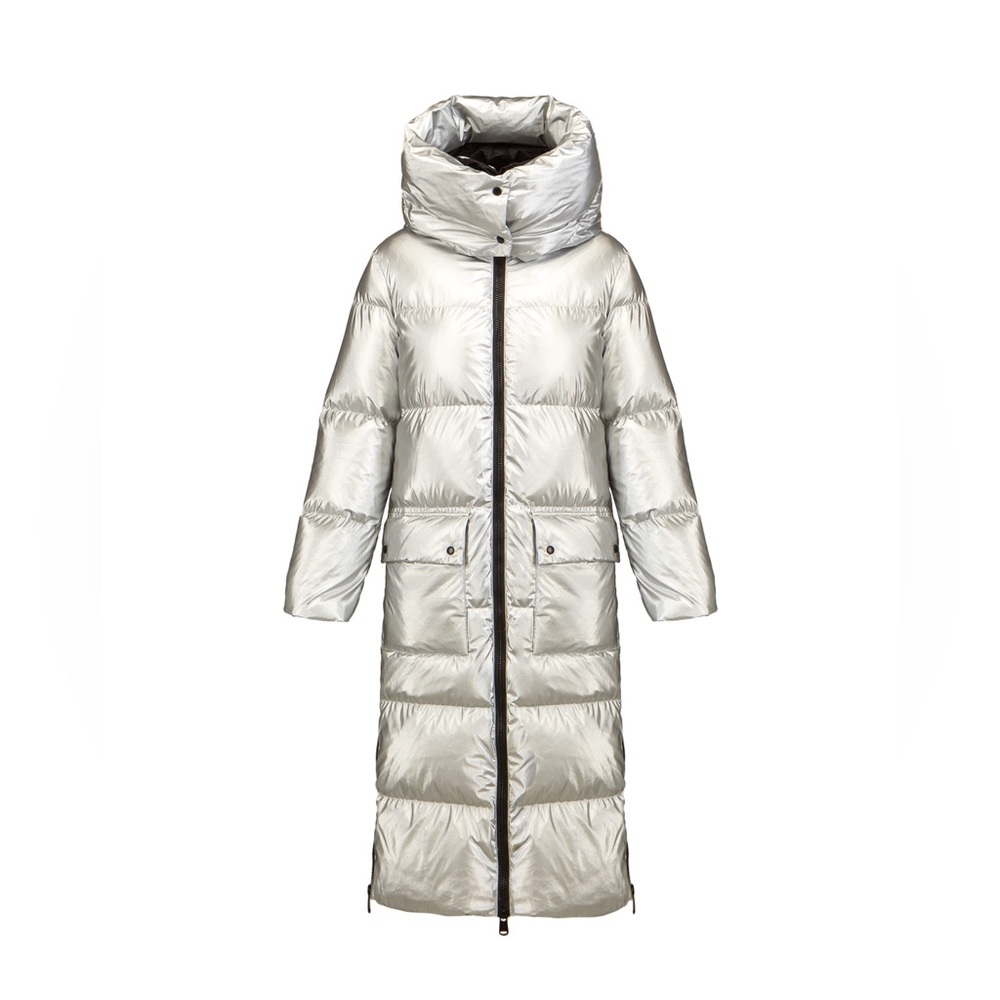 GOLDBERGH Jett Quilted Metallic Coat Apres Ski Silver Silver Puffer Jacket 14 XL
